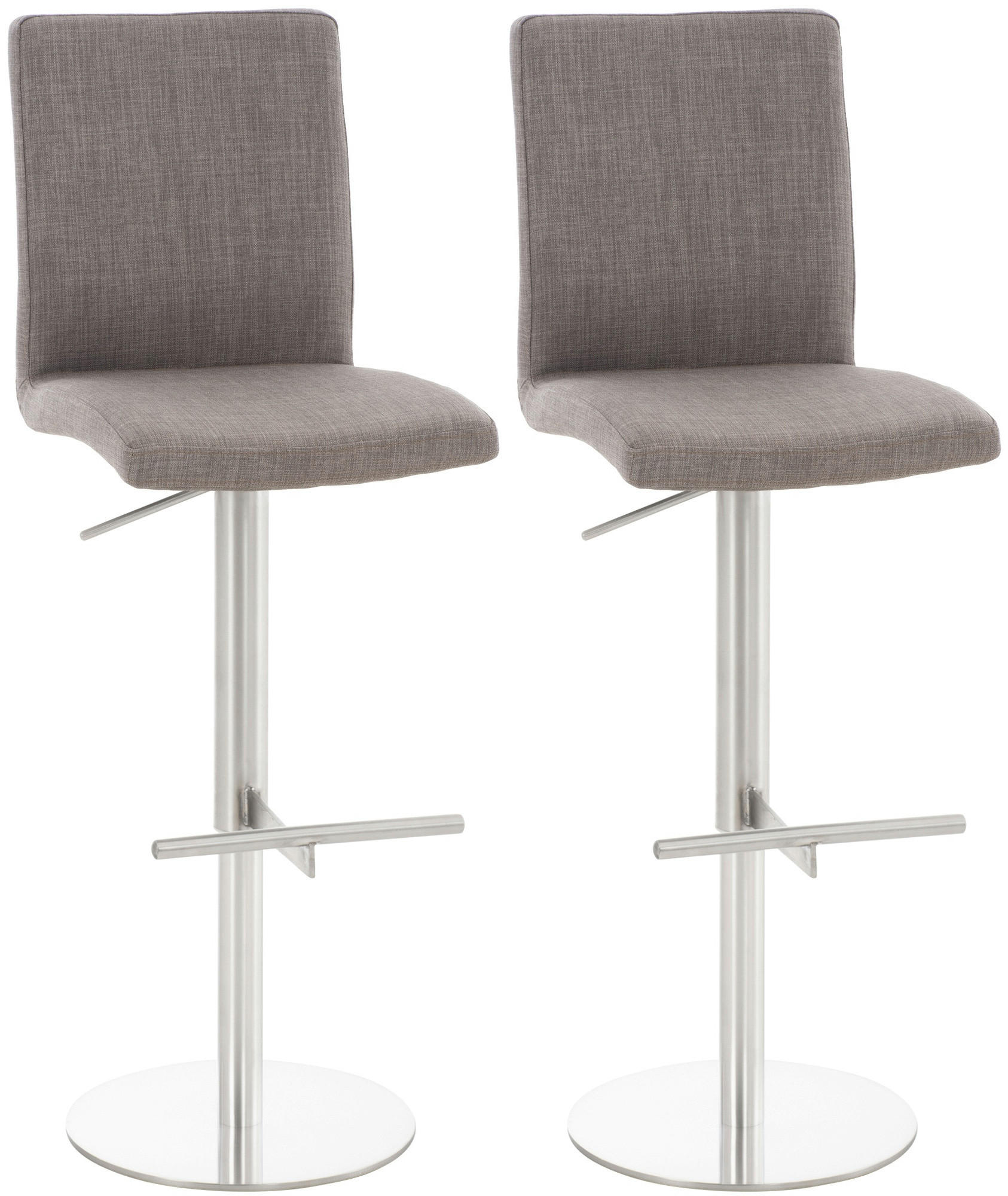 BARHOCKER 2er Set Stoff Grau - Edelstahlfarben/Grau, Textil/Metall (40/93/49cm) - CLP