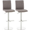 BARHOCKER 2er Set Stoff Grau - Edelstahlfarben/Grau, Textil/Metall (40/93/49cm) - CLP