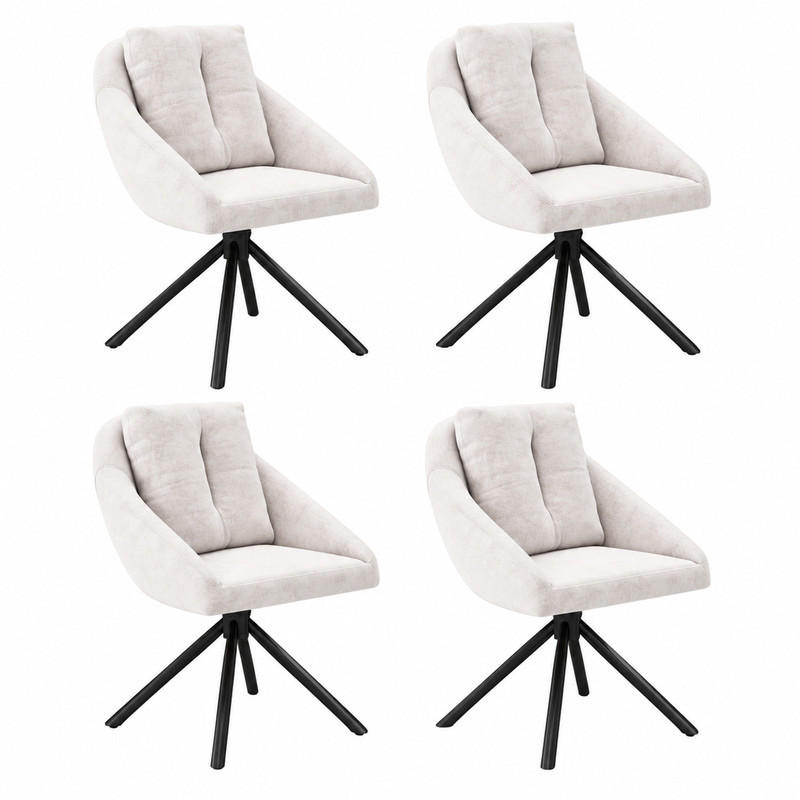 DREHSTUHL mit Rollen Samt Beige 4er-Set - Beige, Metall (54/79/65.1cm) - Meubliv