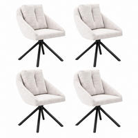 DREHSTUHL mit Rollen Samt Beige 4er-Set - Beige, Metall (54/79/65.1cm) - Meubliv