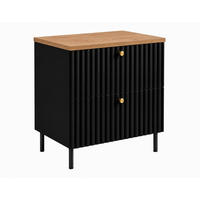 BADEZIMMERSCHRANK: Schwarz / Platte Craft-Eiche / Griffe Schwarz / Beine Schwarz, 60 x 46 x 73,6 cm - Schwarz, Holzwerkstoff (60/73.6/46cm) - 3XE LIVING