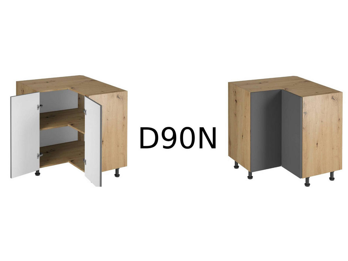 WINKELKÜCHE 330 × 230 cm - Langen K105-M330 – in Grau/Artisan Eiche - Schwarz/Eiche Artisan, Holz/Holzwerkstoff (330/248/230cm)