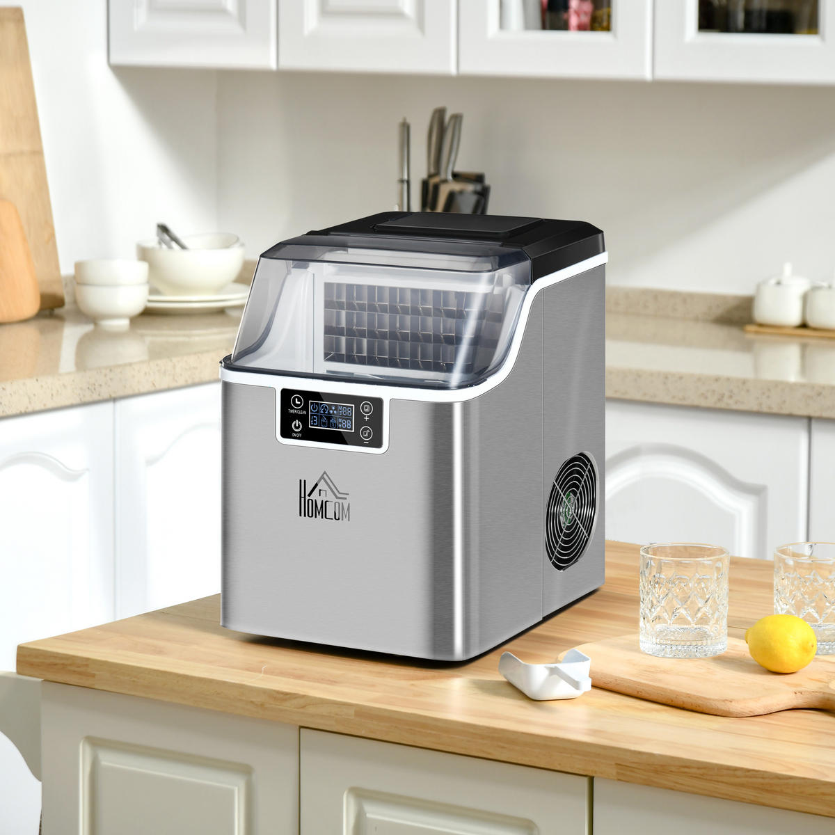 EISWÜRFELMASCHINE DE-07964 20 kg/24h, Timer & Selbstreinigung Silber - Silberfarben, Metall (25.2/37.1/36cm) - ComfortXL