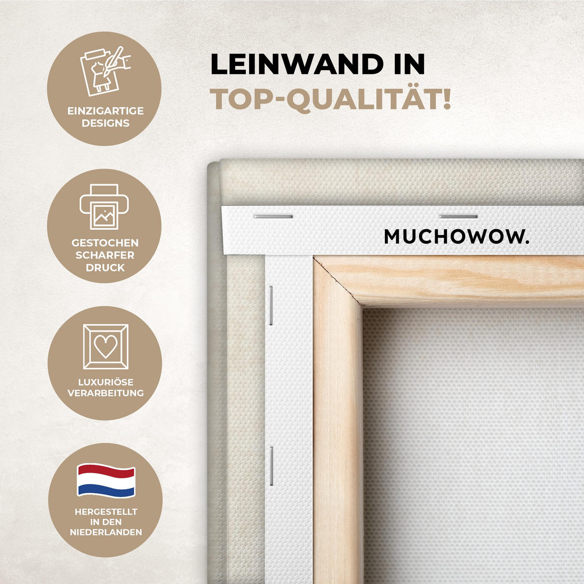 LEINWANDBILD Japandi - Bambus - Beige 60x80 cm - Eukalyptusholzfarben, Textil (60/80cm) - MuchoWow