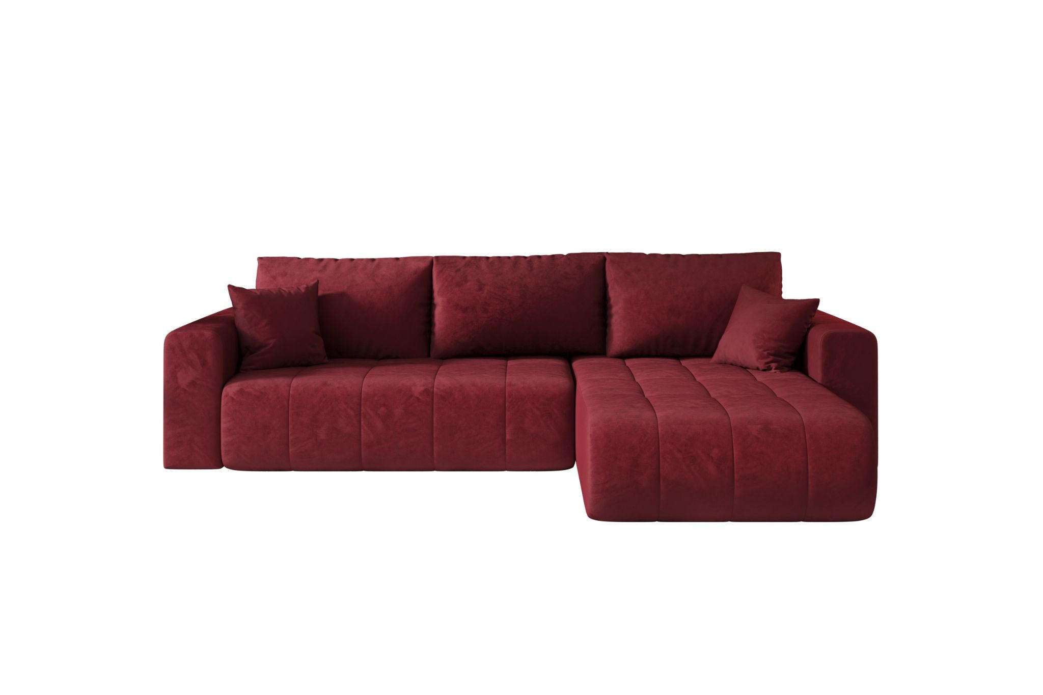 ECKSOFA mit schlaffunktion und bettkasten MILO, stoff MONOLITH, Rot, Rechts - Rot, Holz (280/190cm) - Kaiser Möbel