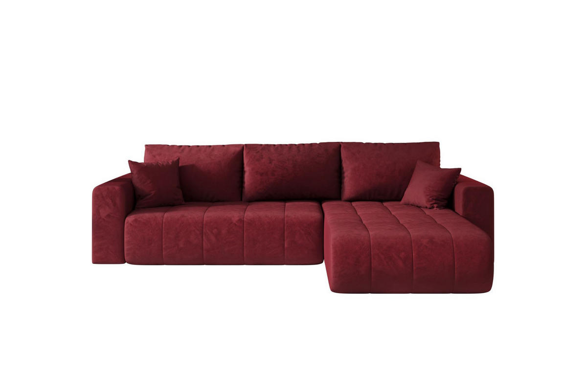 ECKSOFA mit schlaffunktion und bettkasten MILO, stoff MONOLITH, Rot, Rechts - Rot, Holz (280/190cm) - Kaiser Möbel