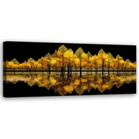 WANDBILD waldgoldene landschaftsabstraktion - Goldfarben, Textil (90/30cm) - Feeby