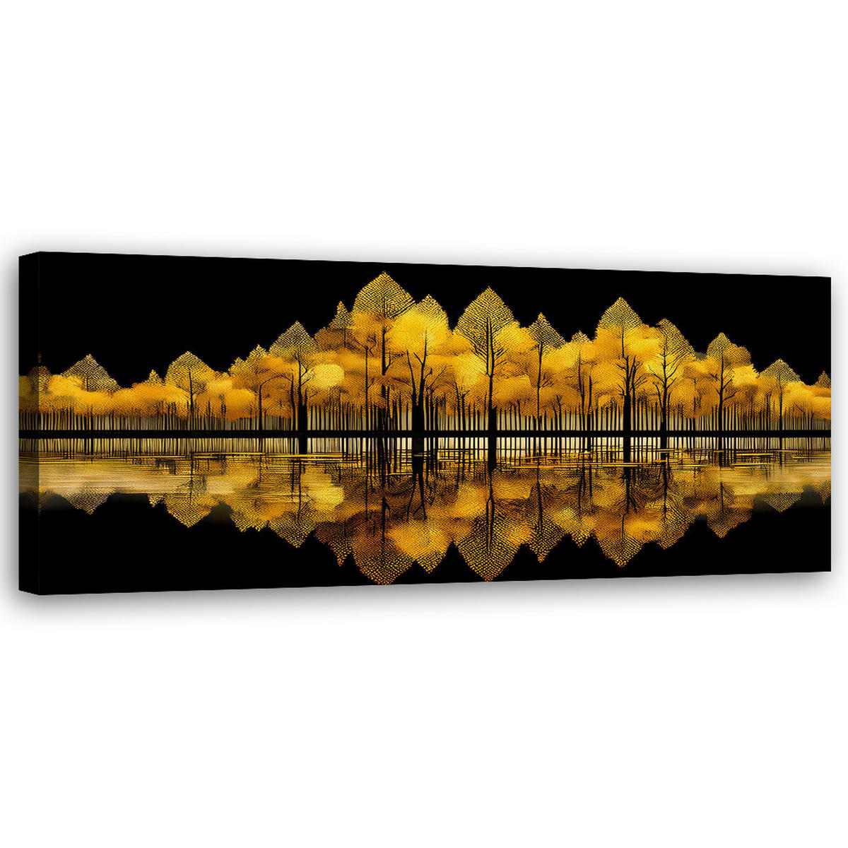 WANDBILD waldgoldene landschaftsabstraktion - Goldfarben, Textil (90/30cm) - Feeby