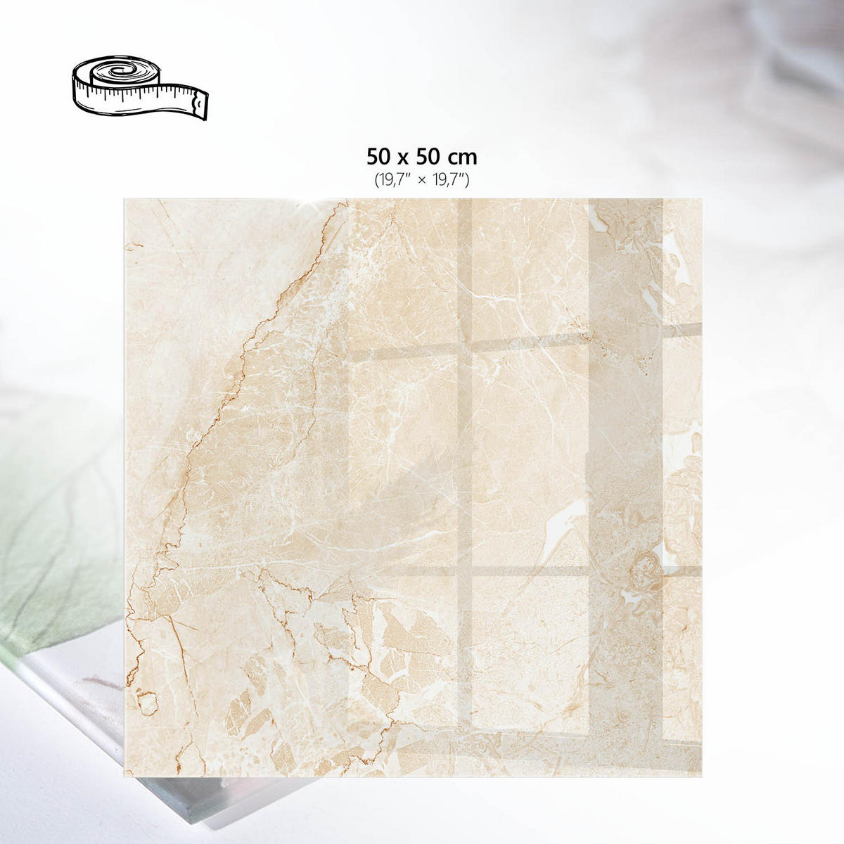 TISCHPLATTE 50x50 cm – Beige Stein - Beige, Glas (50/50/0.4cm) - Wallfluent