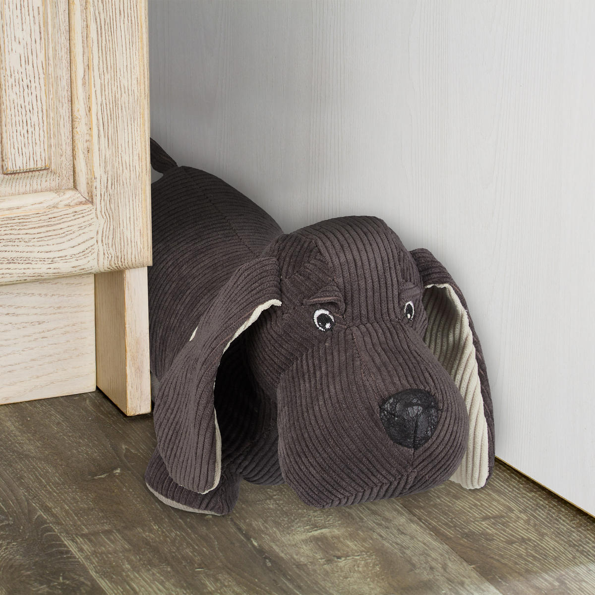 DÖRRSTOPP Mörkbrun hund tax - Mörkbrun, Textil/Plast (32/14cm) - Relaxdays