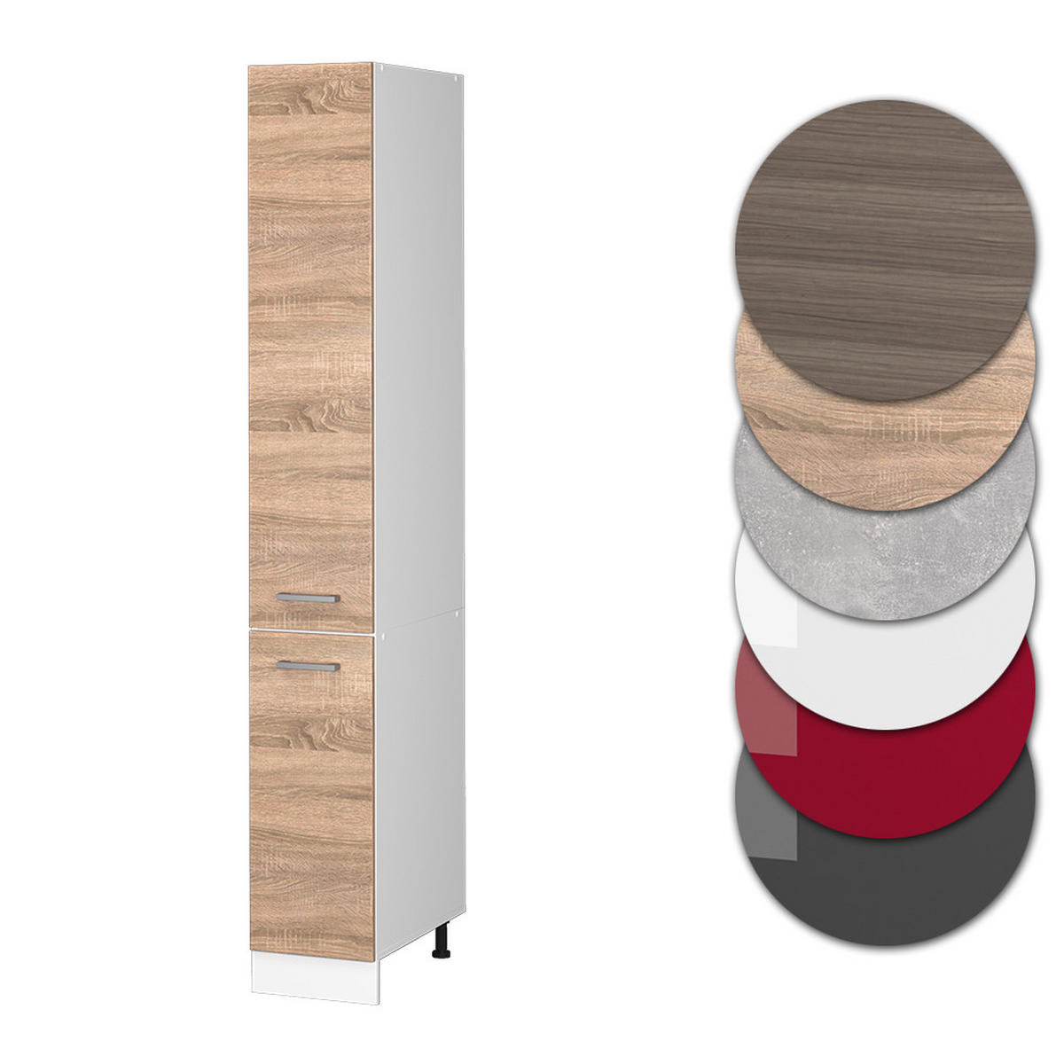 APOTHEKERSCHRANK R-Line Sonoma 30 cm - Weiß/Sonoma Eiche, Holzwerkstoff (30/206.8/57.2cm) - Vicco