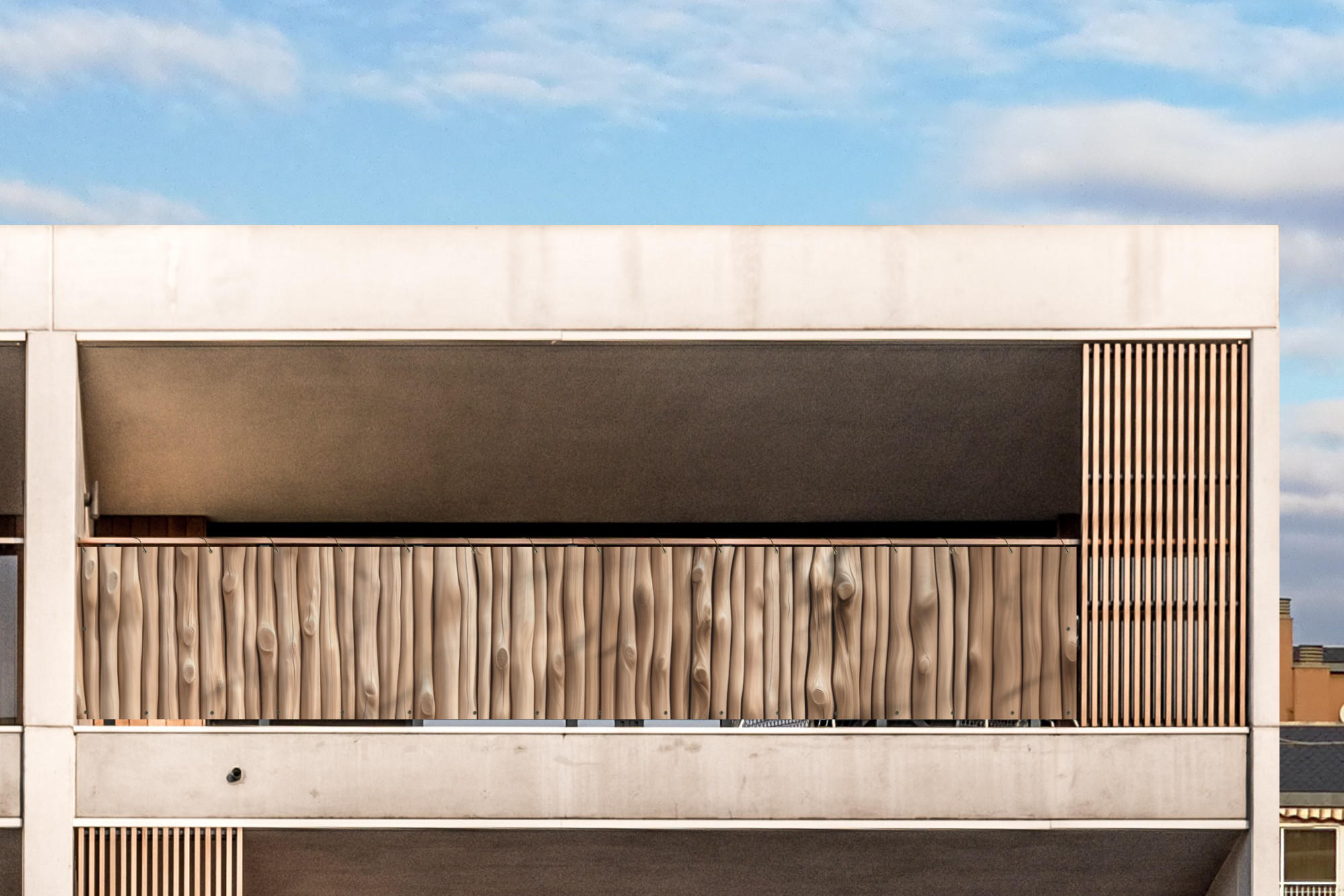 BALKON-SICHTSCHUTZ Holz - Stiel - Hellbraun - Ahornfarben, Kunststoff (500/85cm) - MuchoWow