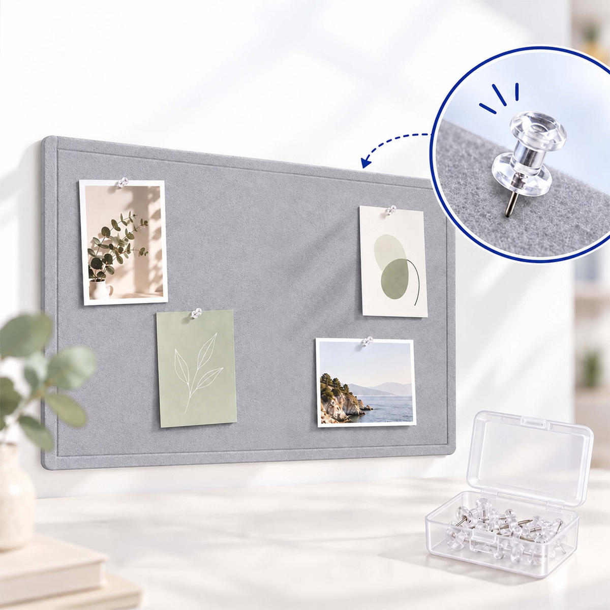 PINNWAND Hellgrau Filz faltbar - Grau, Textil (59/84/1cm) - Relaxdays