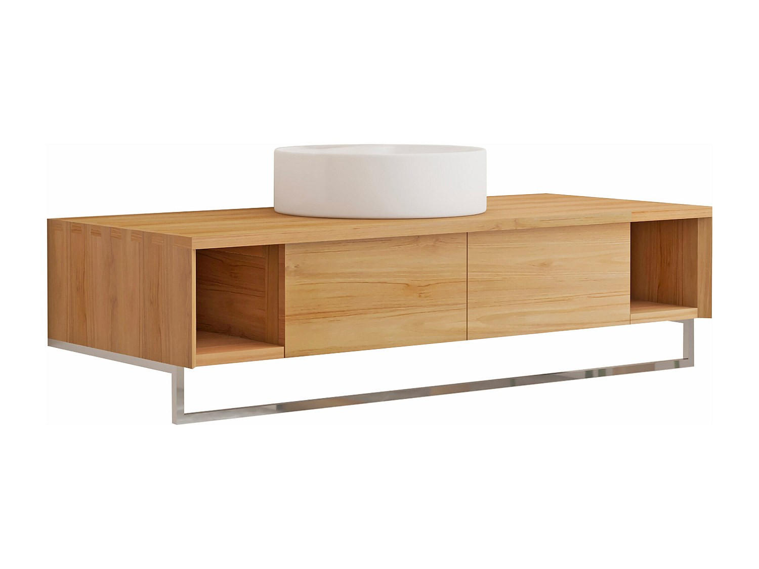 EINZELWASCHTISCH - 120 cmcm x 50 cmcm - Holz, Platte - Naturfarben Hell - KUPANG - Naturfarben, Holz (120/32/50cm) - Vente-Unique