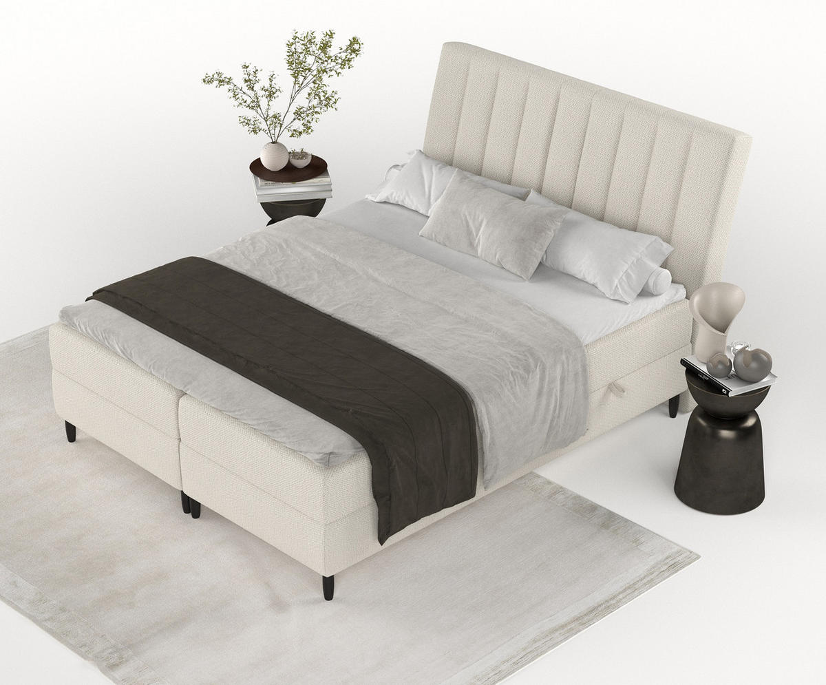 BOXBETT Merton Beige 180/200 cm - Beige/Schwarz, Holz/Holzwerkstoff (180/200cm) - Maison de Reve