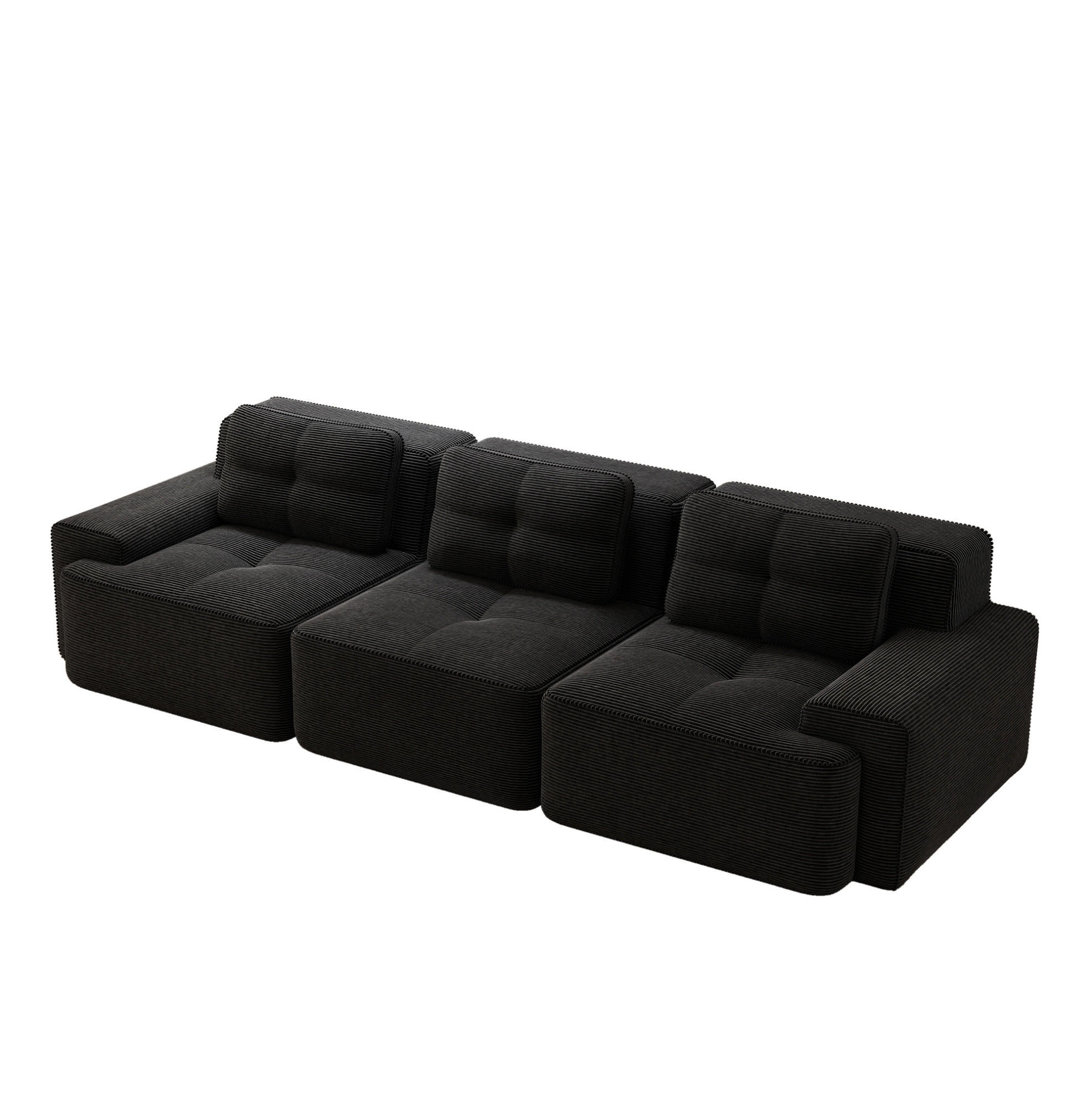 SOFA od crnog samta s dubinom sjedećeg dijela 74 cm - crna, tekstil (104/69/293cm) - Flora Grace