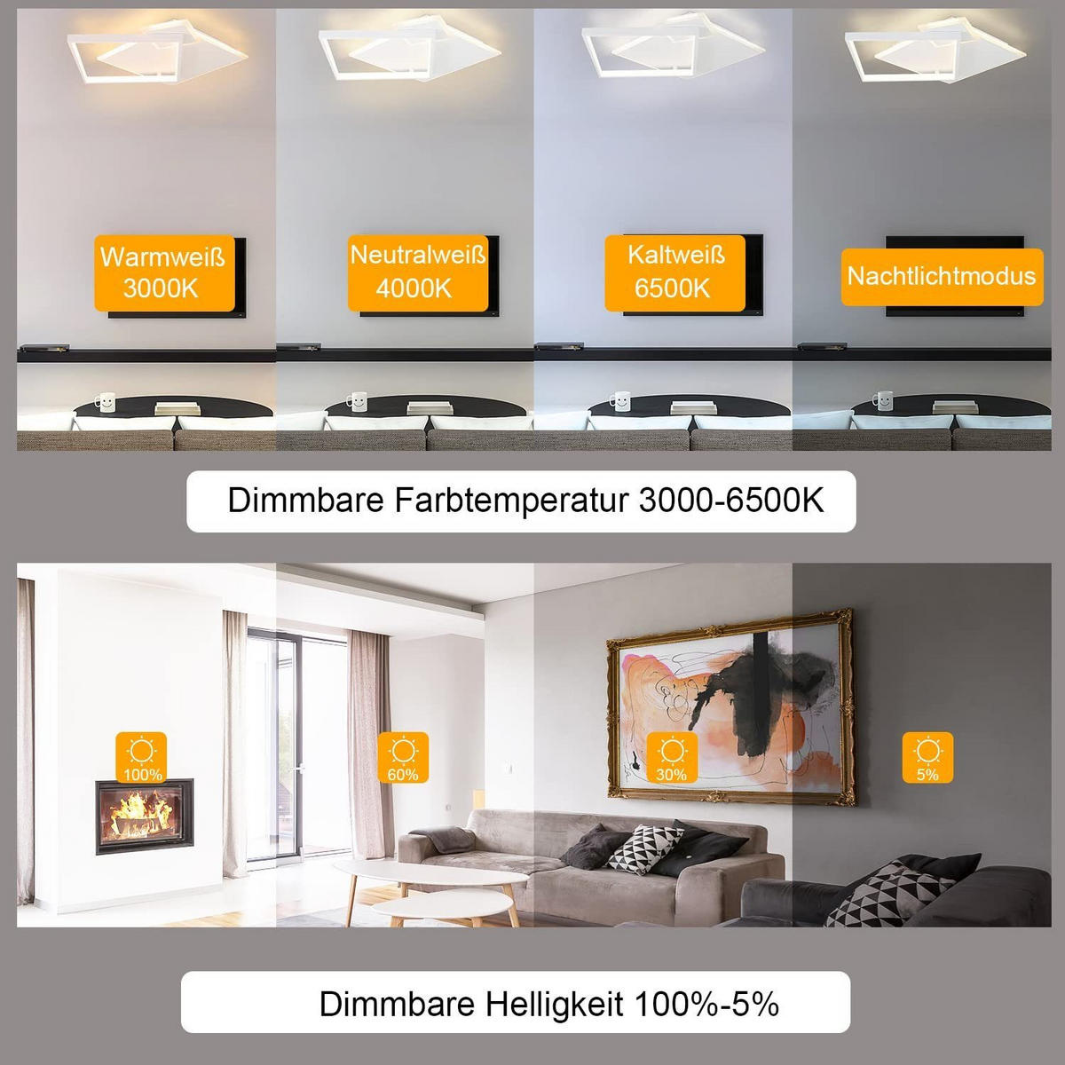 LED-DECKENLEUCHTE Maximi 46/46/8 cm - Weiß, Metall (46/46/8cm) - Nettlife