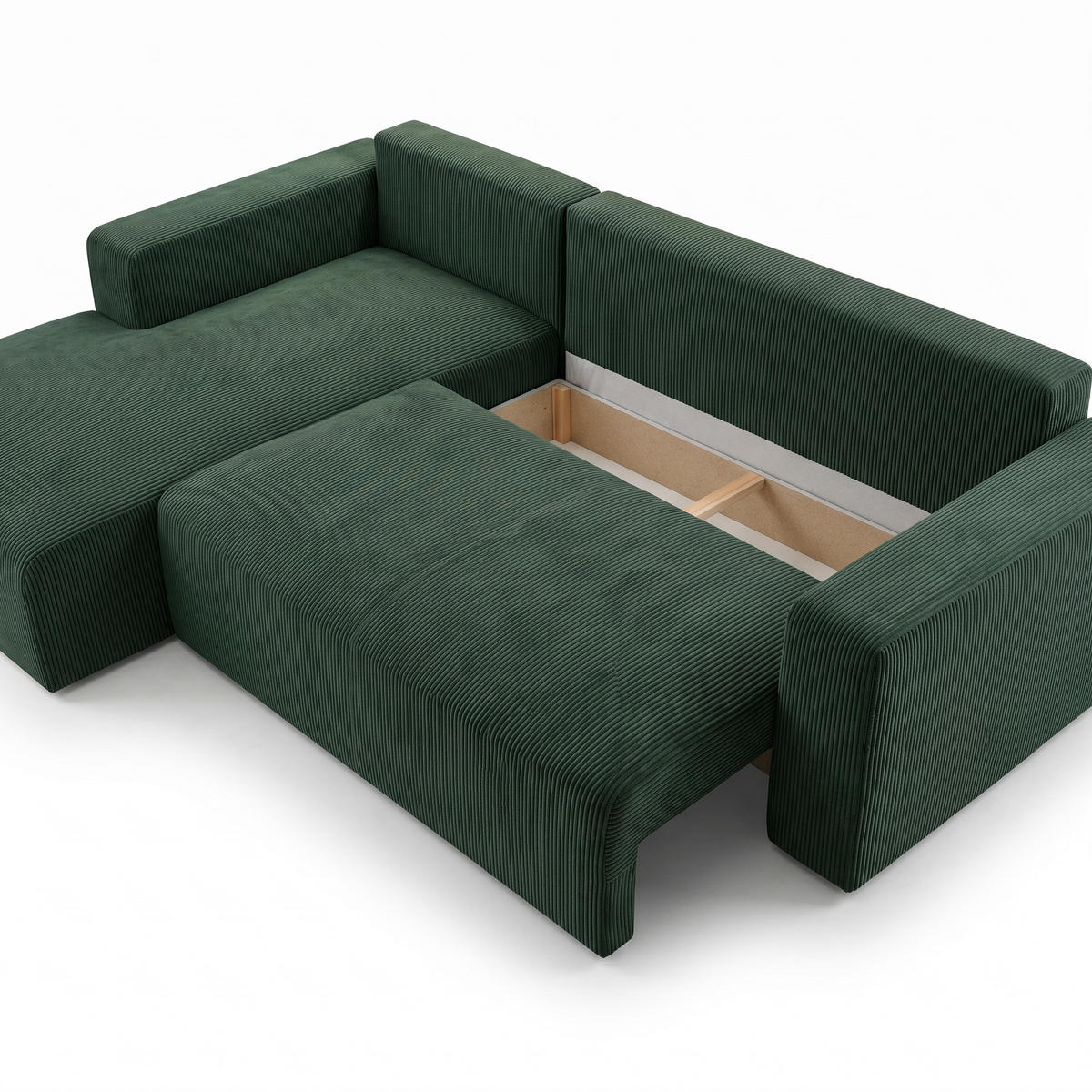 ECKSOFA PULA CORD GRÜN L - Links - Schwarz/Grün, Kunststoff/Textil (187/279cm) - Luxkor24