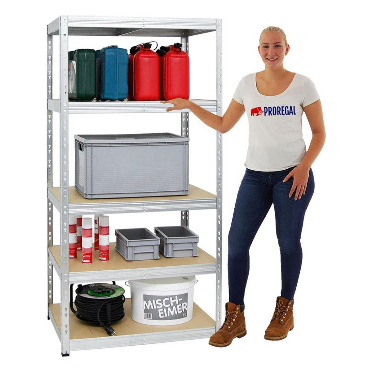 SCHWERLASTREGAL Tiger 2er-Set mit 2x 180x90x60 cm Fachlast 265 kg Verzinkt - Silberfarben, Metall (180/180/60cm) - PROREGAL