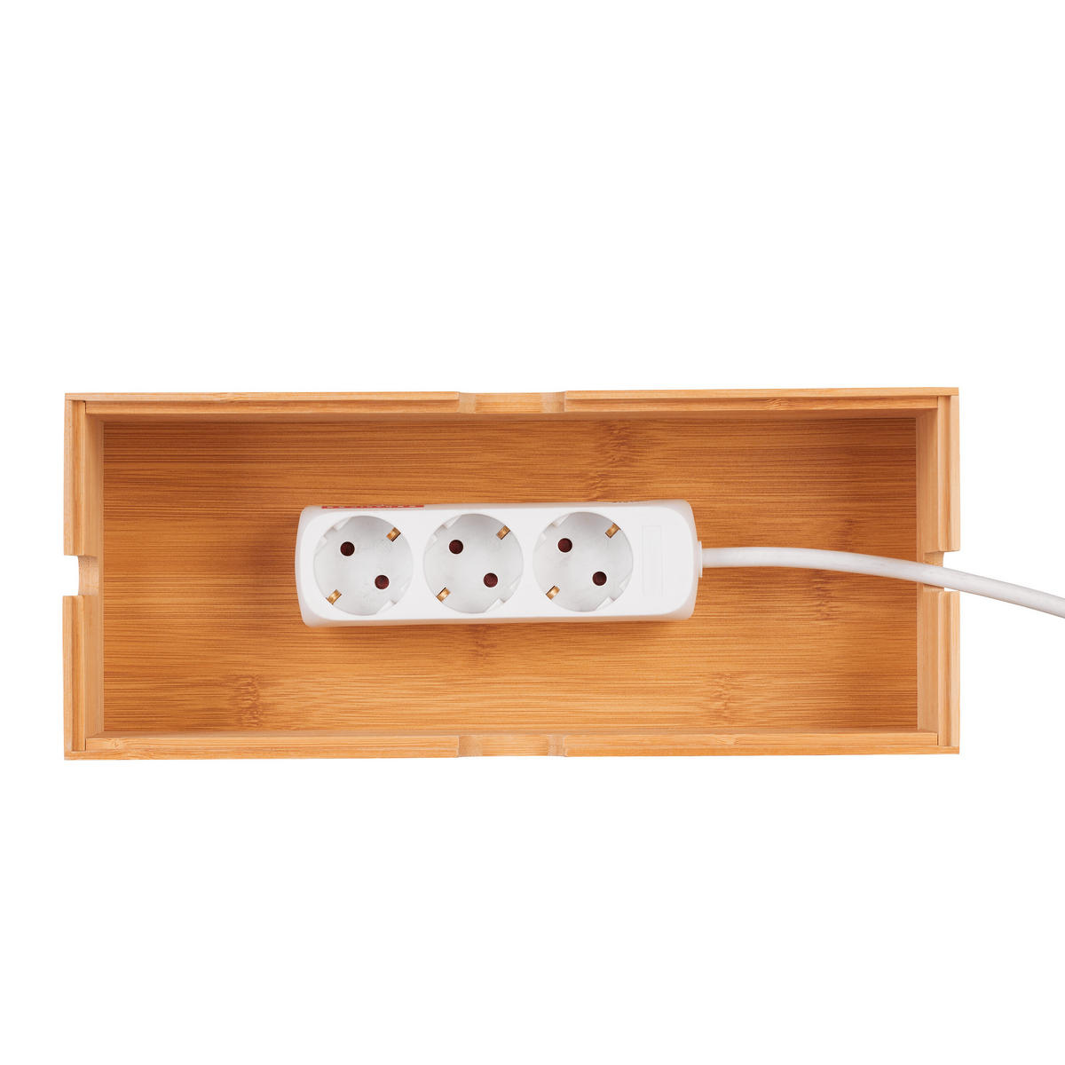 KABELBOX - Hellbraun, Holz (14/34/14cm) - Relaxdays
