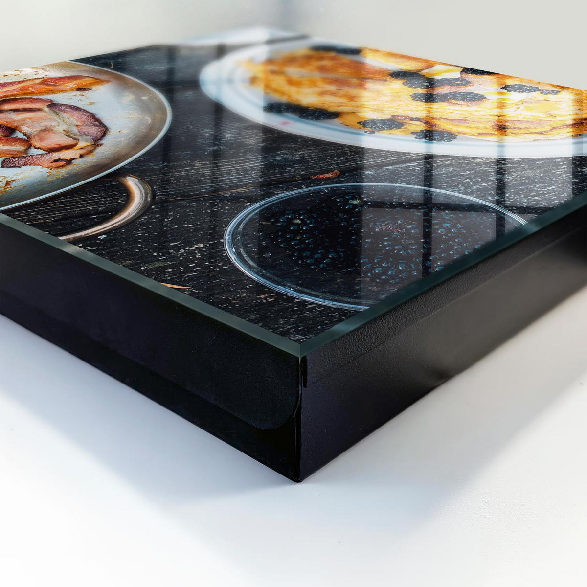 SCHLÜSSELBOX Schwarz 30x30 cm- Türöffnung nach rechts - Hausgemachtes Frühstück - Braun, Metall (30/30/5cm) - TULUP
