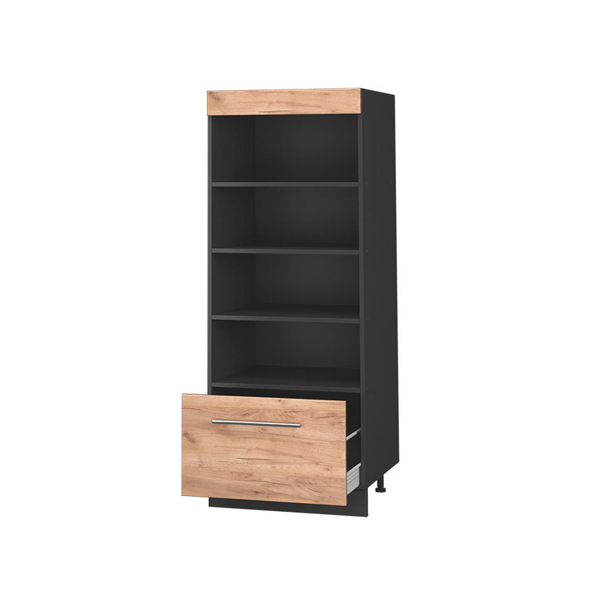 KÖKSHYLLA Fame-Line, Goldkraft ek/antracit, 60 cm - Honungsek/Antracit, Träbaserade material (60/153.6/58.1cm) - Vicco