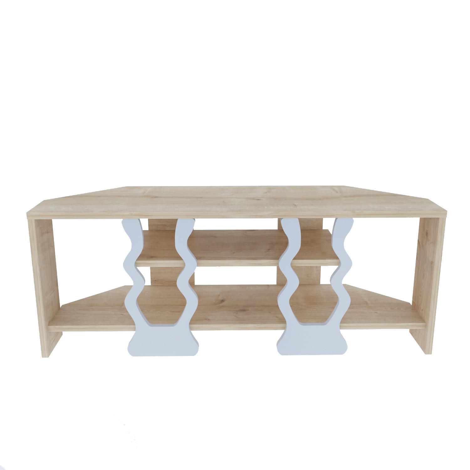 TV-ELEMENT Firal Hellbraun Weiß - Hellbraun/Weiß, Holzwerkstoff (35/41.8/110cm) - Decorotika
