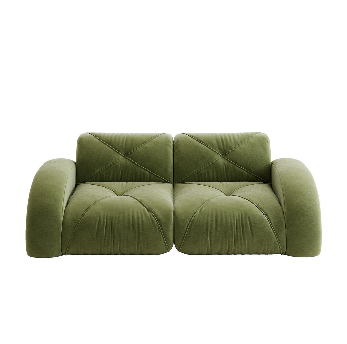 2-SITZER-MODULSOFA rahmenlos mit 32D-Schaumstoff, petfreundlichem Chenille-Bezug und rutschfestem Design, Grün - Grün, Textil (204/76/95cm) - Redom