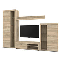 WOHNWAND Spacoro Sonoma Eiche 270/190/41 cm Wohnwand Modern ohne LED - Beige, Holzwerkstoff/Kunststoff (270/190/41cm) - AX Living