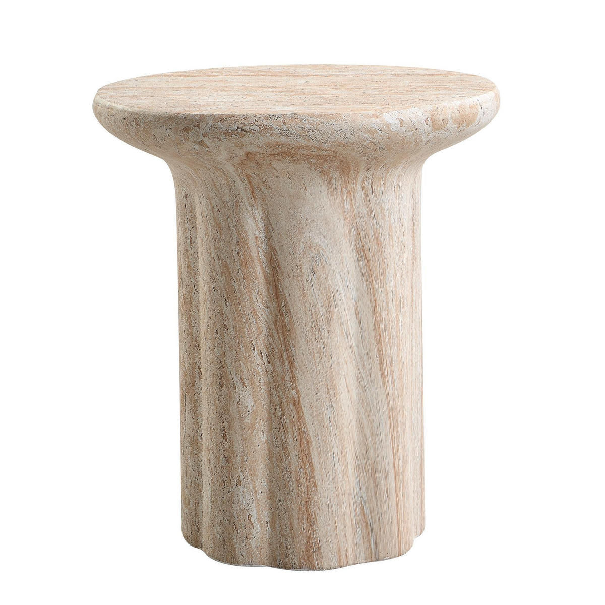 BEISTELLTISCH in Travertinoptik,Beige - Beige, Naturmaterialien (40/40/45cm) - KOMHTOM