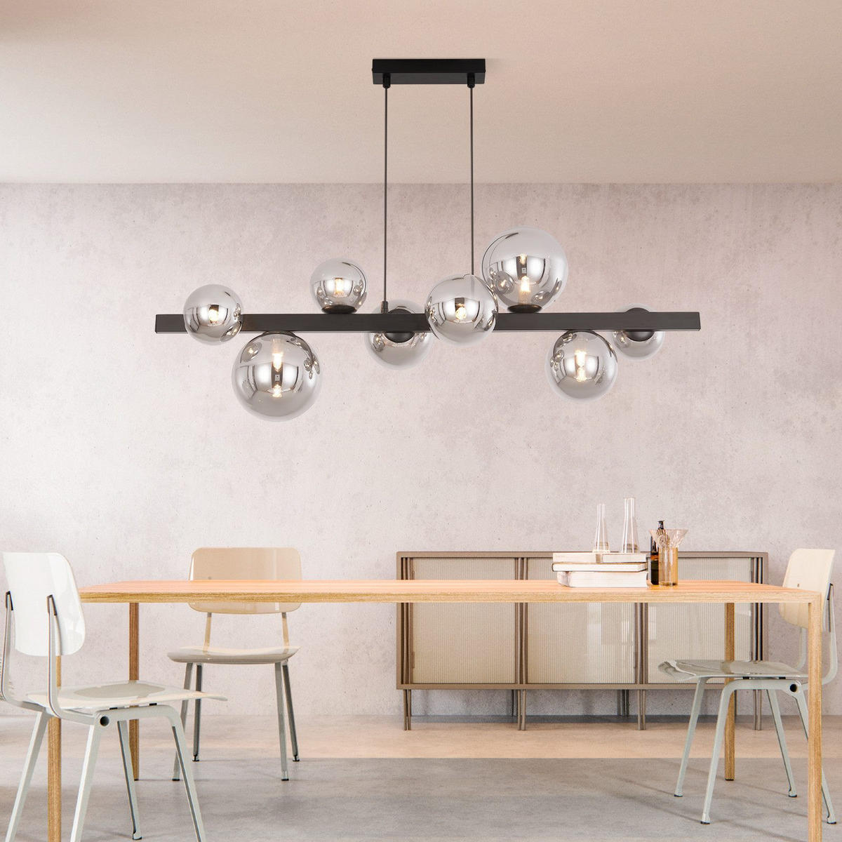 PENDELLEUCHTE Rose 90/25/160 cm - Schwarz, Metall (90/25/160cm) - ZMH