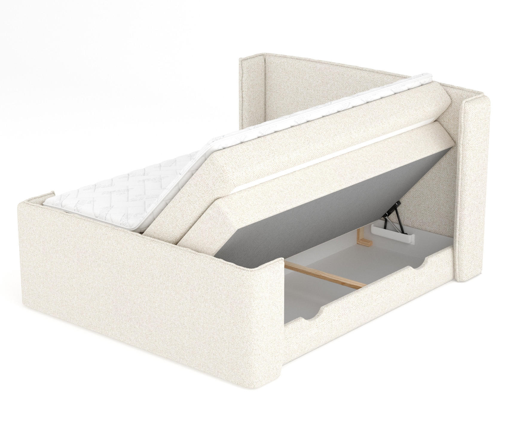 BOXSPRINGBETT Freeland Creme 160/200 cm mit Matratze und Topper - Creme/Schwarz, Holz/Holzwerkstoff (160/200cm) - Maison de Reve