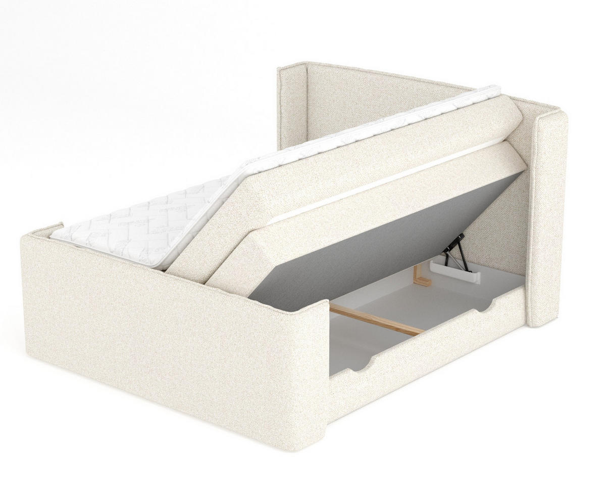 BOXSPRINGBETT Freeland Creme 160/200 cm mit Matratze und Topper - Creme/Schwarz, Holz/Holzwerkstoff (160/200cm) - Maison de Reve