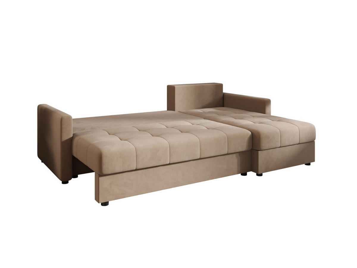 ECKSOFA MOS L BIS Itaka 48 Rechts mit Schlaffunktion - Braun, Textil (220/143cm) - Bedante