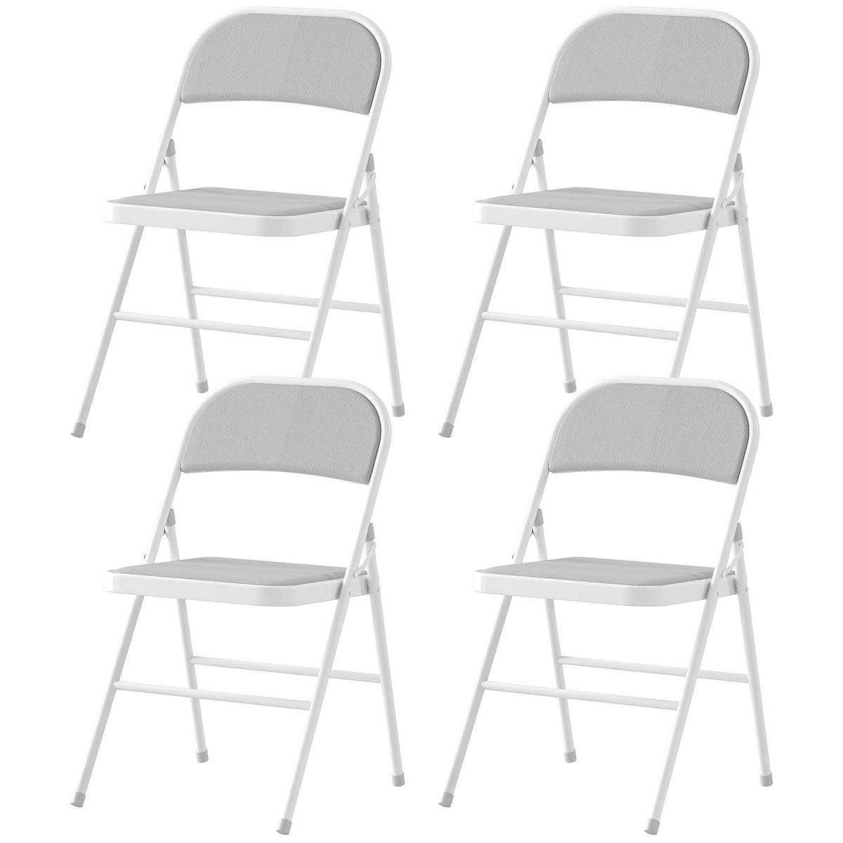 KLAPPSTUHL 4er-Set DE-13345 gepolsterter Rippvelours Weiß - Weiß, Metall (46/78/45cm) - ComfortXL