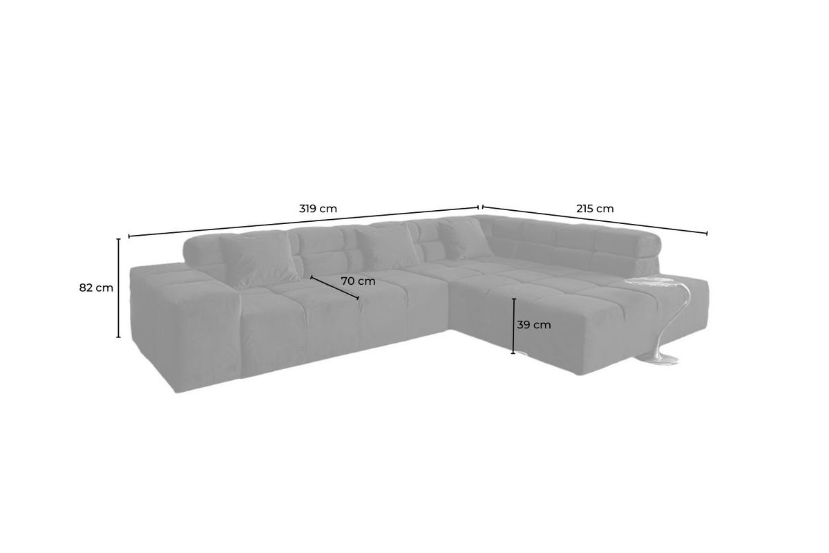 ECKSOFA NEVADA Gelb Velvet - Gelb/Schwarz, Textil (319/215cm) - KAWOLA