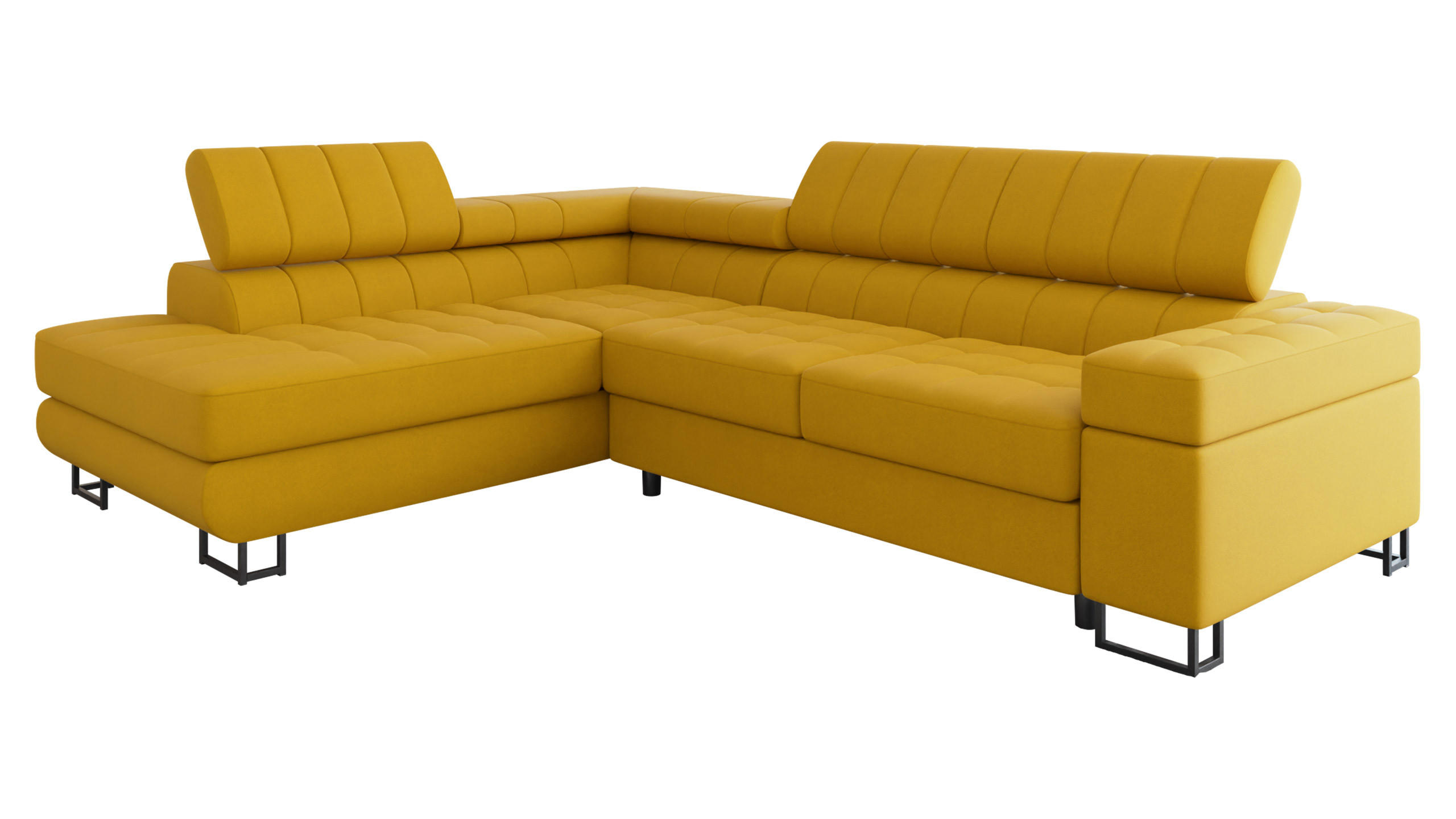 ECKSOFA Laris Premium, Seite: Links - Gelb/Schwarz, Holz/Textil (271/203cm) - MIRJAN24