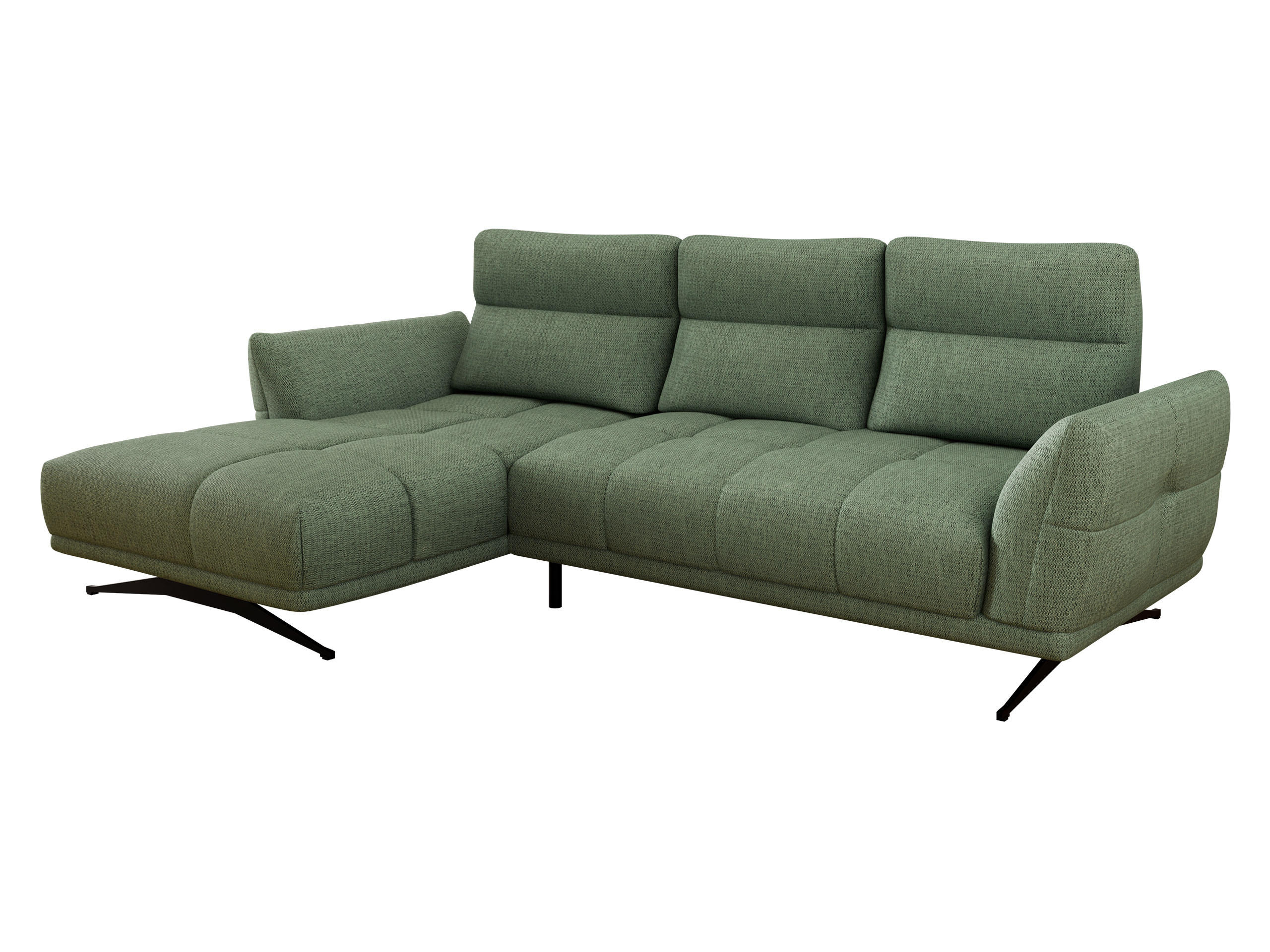 ECKSOFA Giovanni Z LCH, Seite: Links LC-2R - Schwarz/Grün, Holz/Textil (298/195cm) - MIRJAN24