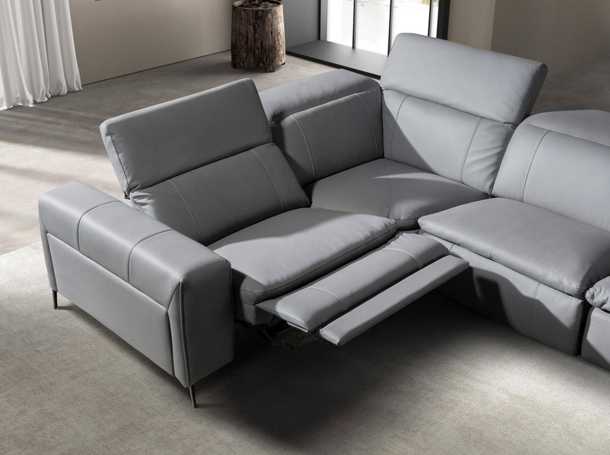 ECKSOFA Ecke Grau Geschwärzter Stahl 330/224/100 cm - Grau, Leder/Metall (330/224cm) - ANGEL CERDA