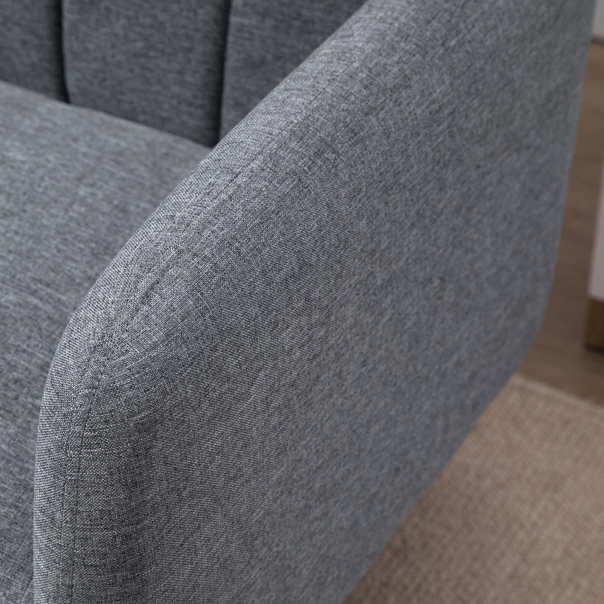 SCHLAFSOFA Klappsofa 2-Sitzer Stoffsofa Sofa mit Schlaffunktion Leinen-Touch - Naturfarben/Grau, Holz/Textil (75/73/173cm) - HOMCOM