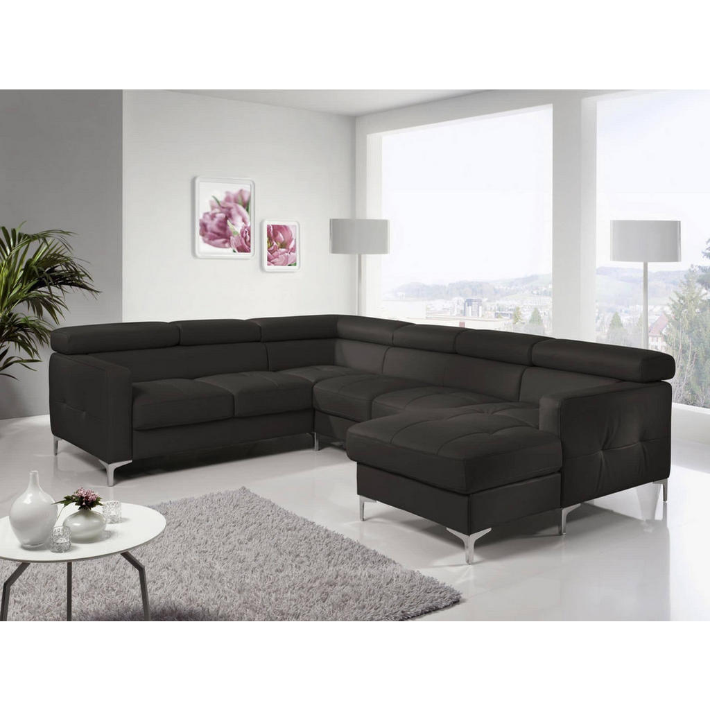 Thumbnail - Cotta Wohnlandschaft, Dunkelbraun, Metall, Echtholz,Fichte, 6-Sitzer, U-Form,L-Form, 304x74x240 cm, Wohnzimmer, Sofas & ...