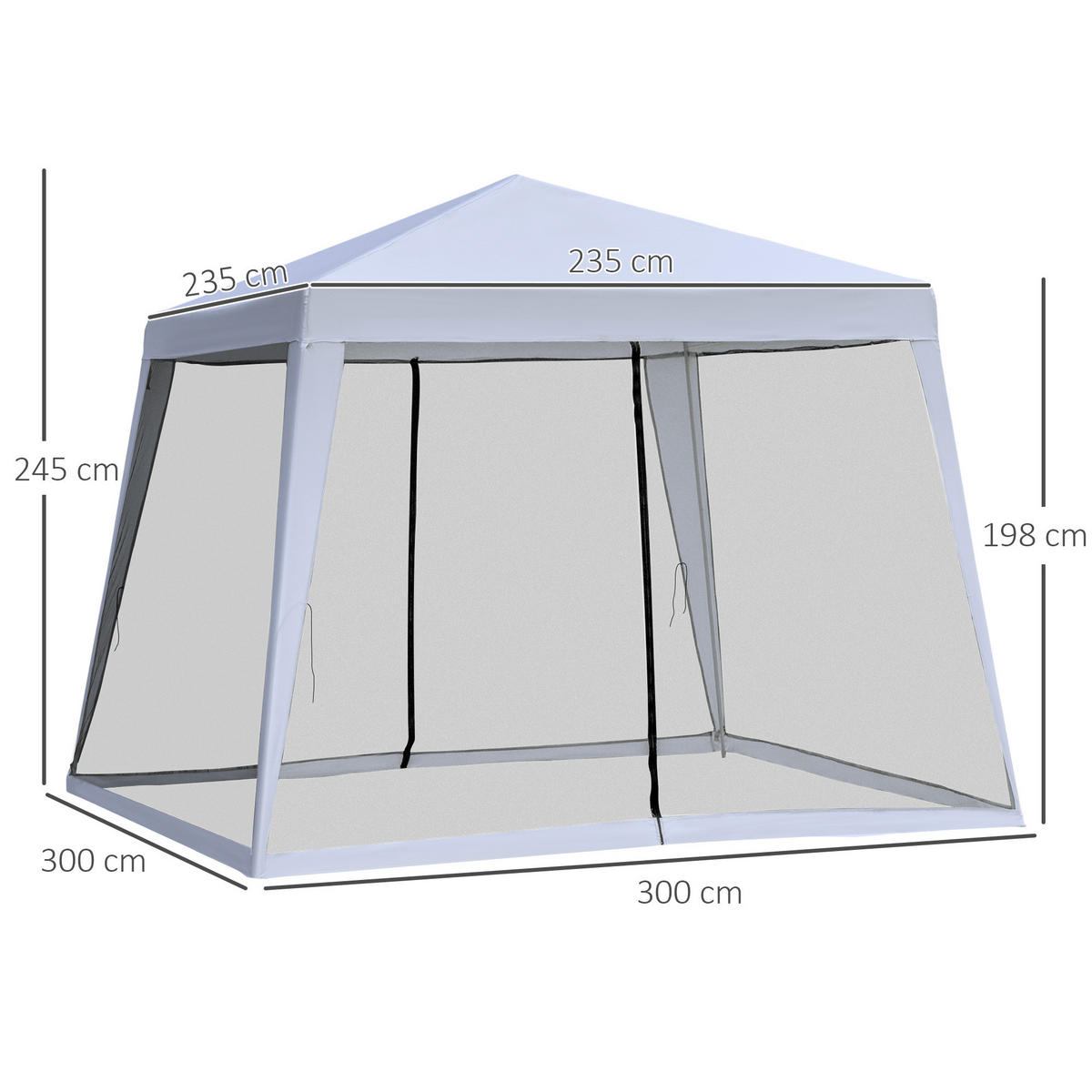 GARTENPAVILLON 300/300/245 cm mit Moskitonetz, wasserabweisendem Dach und Stahlgestell, Grau - Grau, Metall (300/245/300cm) - Redom