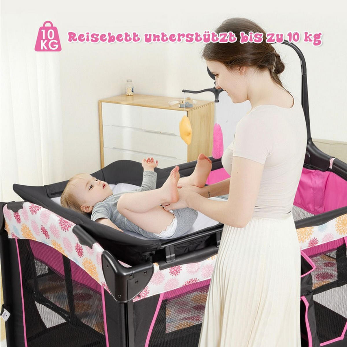REISEBETT klappbares rot - Rot, Textil - COSTWAY