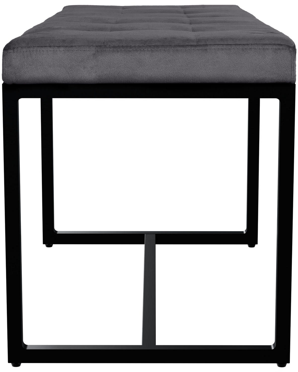 SITZBANK 100/40 cm Samt dunkelgrau - Dunkelgrau/Schwarz, Textil/Metall (100/48/40cm) - CLP