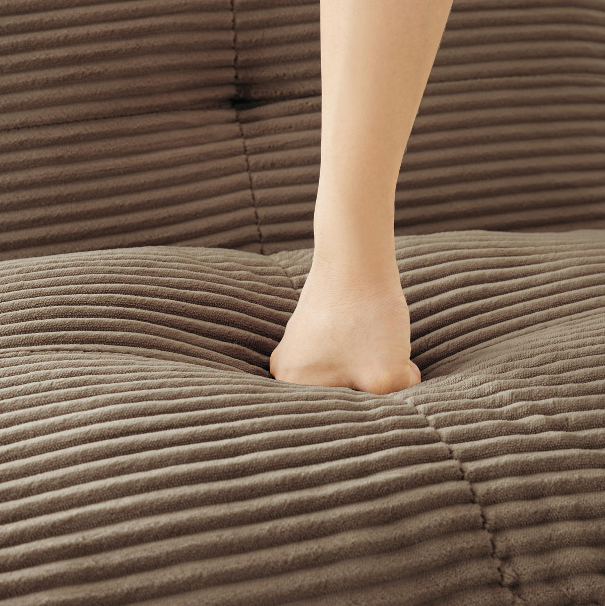 ECKSOFA 295/206/69 cm braun aus Cord mit modularem Design und rutschfestem Standfuß - Braun, Textil (104/382cm) - OKWISH