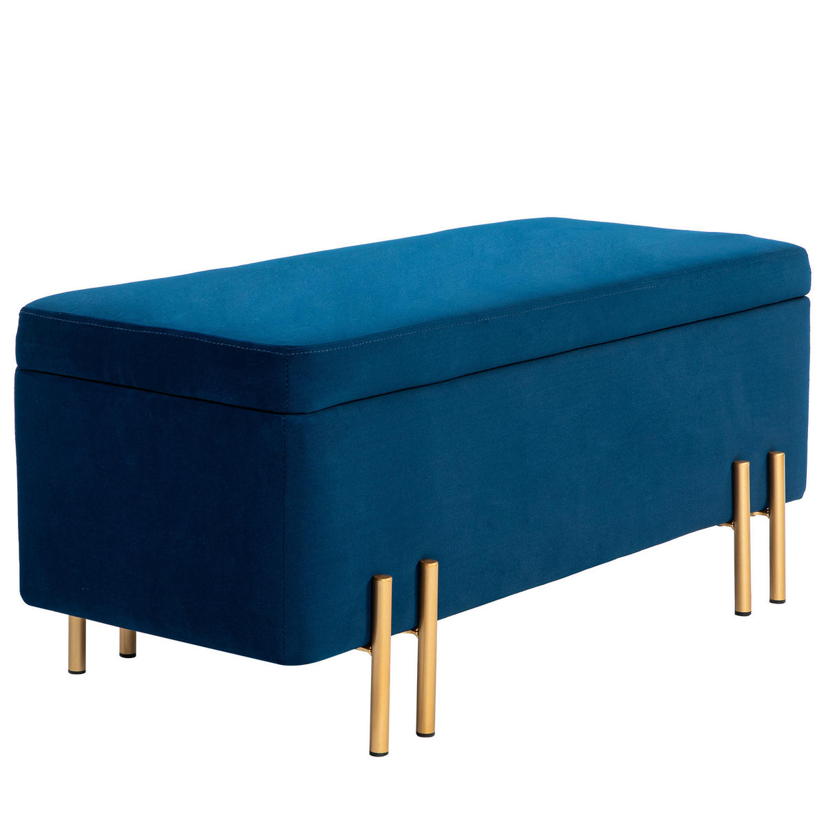 TRUHENBANK DE-07122 Metall & Kautschukholz, bis 220 kg Dunkelblau - Blau, Holz/Textil (40/42/100cm) - ComfortXL