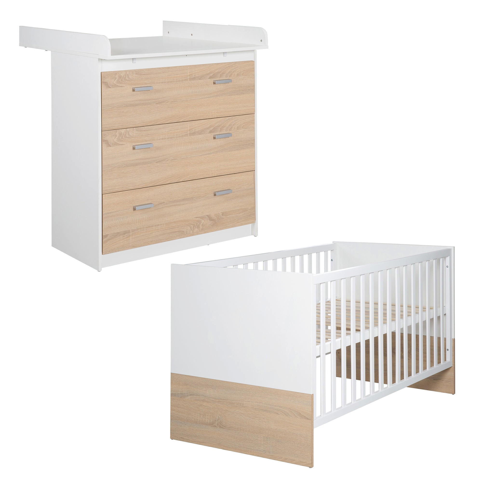 BABYZIMMER-SET Gabriella, mit schmaler Wickelkommode, 2-teilig - Multicolor, Holzwerkstoff (76/80/142cm) - Roba
