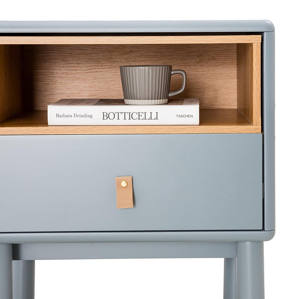 NACHTKOMMODE - Blaugrau/Braun, Holz/Holzwerkstoff (48/55/40cm) - home24