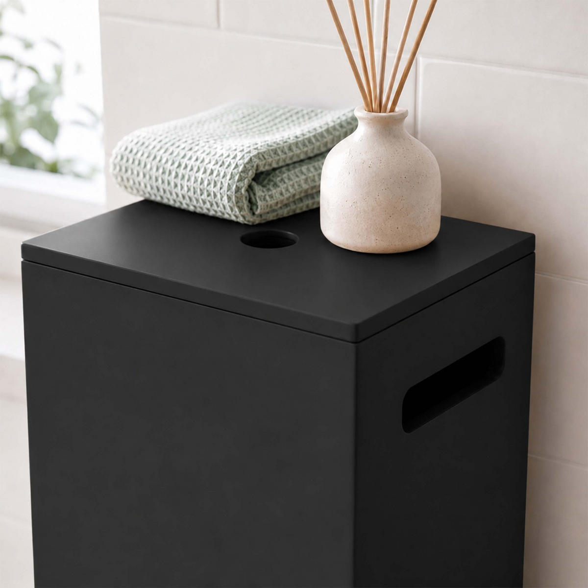 TOILETTENPAPIERHALTER Schwarz für 8 Rollen MDF 50 cm - Schwarz, Holzwerkstoff (25/50/14cm) - Relaxdays