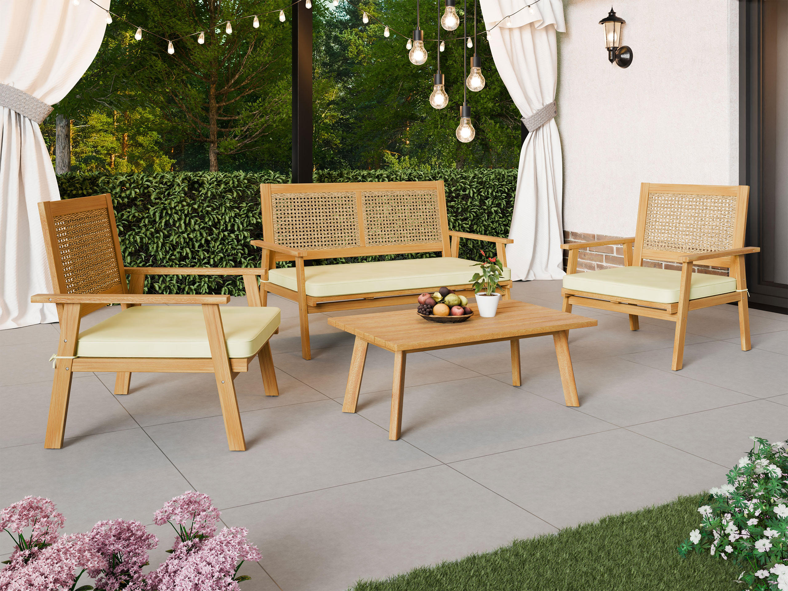 GARTENSET Tritante - Creme/Naturfarben, Holz - MIRJAN24